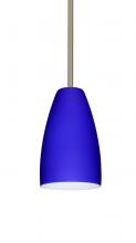  1TT-1511CM-LED-SN - Besa Riva 9 LED Pendant 1Tt Cobalt Blue Matte Satin Nickel 1x9W LED