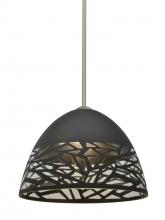  1TT-KIEVBK-SN - Besa Kiev Stem Pendant, Black, Satin Nickel Finish, 1x60W Medium Base