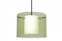  1TT-L00707-BR - Besa Stem Pendant Pahu 16 Bronze Transparent Olive/Opal 1x150W Medium Base A21