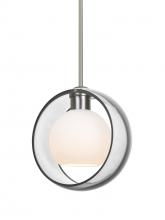  1TT-MANACL-LED-SN - Besa Mana Pendant, Clear/Opal, Satin Nickel Finish, 1x9W LED