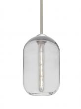  1TT-OMEGA12CL-EDIL-SN - Besa, Omega 12 Stem Pendant, Clear, Satin Nickel Finish, 1x4W LED Filament