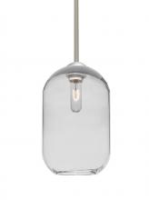  1TT-OMEGA12CL-SN - Besa, Omega 12 Stem Pendant,Clear, Satin Nickel Finish, 1x60W Medium Base