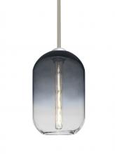  1TT-OMEGA12ST-EDIL-SN - Besa, Omega 12 Stem Pendant, Steel/Clear, Satin Nickel Finish, 1x4W LED Filament