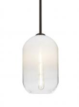  1TT-OMEGA12WH-EDIL-BR - Besa, Omega 12 Stem Pendant, White/Clear, Bronze Finish, 1x4W LED Filament