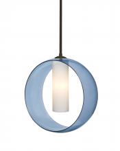  1TT-PLATOBL-LED-BR - Besa, Plato Stem Pendant, Blue/Opal, Bronze Finish, 1x5W LED