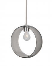  1TT-PLATOSM-SN-NI - Besa, Plato Stem Pendant, Smoke, Satin Nickel Finish, 1x60W Medium Base