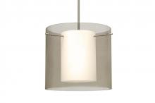  1TT-S18407-SN - Besa Stem Pendant Pahu 12 Satin Nickel Transparent Smoke 1x100W Medium Base