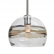  1TT-SPIR10SC-SN - Besa Spirit 10 Pendant, Smoke/Clear, Satin Nickel Finish, 1x60W Medium Base