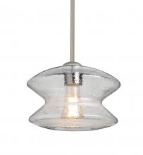  1TT-ZENCL-EDIL-SN - Besa, Zen Stem Pendant , Clear Bubble, Satin Nickel Finish, 1x8W LED Filament