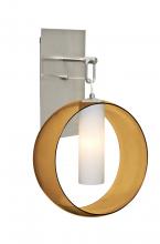  1WP-PLATOAM-LED-SN - Besa, Plato Wall Pendant, Amber/Opal, Satin Nickel Finish, 1x5W LED