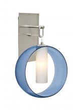  1WP-PLATOBL-LED-SN - Besa, Plato Wall Pendant, Blue/Opal, Satin Nickel Finish, 1x5W LED