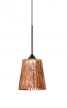  1XC-5125CF-LED-BR - Besa Pendant Nico 4 Bronze Stone Copper Foil 1x5W LED