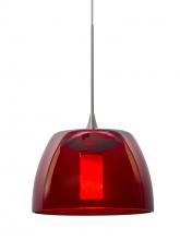  1XC-SPURRD-SN - Besa Spur Cord Pendant, Red, Satin Nickel Finish, 1x35W Halogen