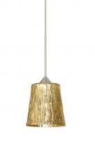  1XT-5125GF-LED-SN - Besa Pendant Nico 4 Satin Nickel Stone Gold Foil 1x5W LED