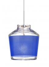  1XT-PIC6BL-LED-SN - Besa Pendant Pica 6 Satin Nickel Blue Sand 1x5W LED