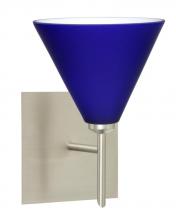  1SW-5121CM-SN-SQ - Besa Wall With Sq Canopy Kani Satin Nickel Cobalt Blue Matte 1x40W G9