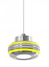  1XT-FLOW00-YLSL-LED-SN - Besa, Flower Cord Pendant, Yellow/Silver, Satin Nickel Finish, 1x6W LED