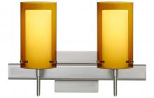  2SW-G44007-LED-SN-SQ - Besa Pahu 4 Wall With SQ Canopy 2SW Transparent Armagnac/Opal Satin Nickel 2x5W LED