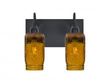  2WG-MILO4AM-BK - Besa Milo 4 Vanity, Amber, Black Finish, 2x60W Medium Base