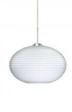  J-491207-SN - Besa Pendant For Multiport Canopy Pape 10 Satin Nickel Opal Ribbed 1x75W Medium Base