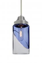  J-BLINKBL-SN - Besa, Blink Cord Pendant For Multiport Canopy, Trans. Blue/Clear, Satin Nickel Finish