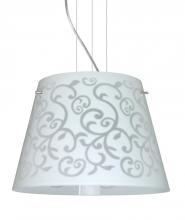  1KV-4340WD-LED-SN - Besa Amelia 15 LED Pendant 1KV White Damask Satin Nickel 3x11W LED