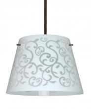  1KT-4340WD-LED-BR - Besa Amelia 15 LED Pendant 1KT White Damask Bronze 3x11W LED