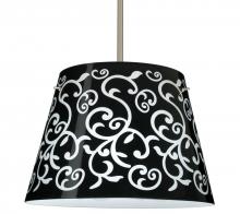  1KT-4394BD-LED-SN - Besa Amelia 18 LED Pendant 1KT Black Damask Satin Nickel 3x11W LED