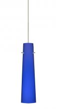  1XC-5674CM-LED-SN - Besa Camino Pendant Satin Nickel Cobalt Blue Matte 1x50W Halogen