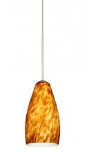 Besa Lighting 1XP-719818-SN - Besa Pendant Karli Satin Nickel Amber Cloud 1x50W Halogen