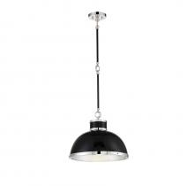  7-8882-1-173 - Corning 1-Light Pendant in Matte Black with Polished Nickel Accents