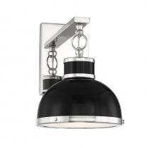  9-8884-1-173 - Corning 1-Light Wall Sconce in Matte Black with Polished Nickel Accents