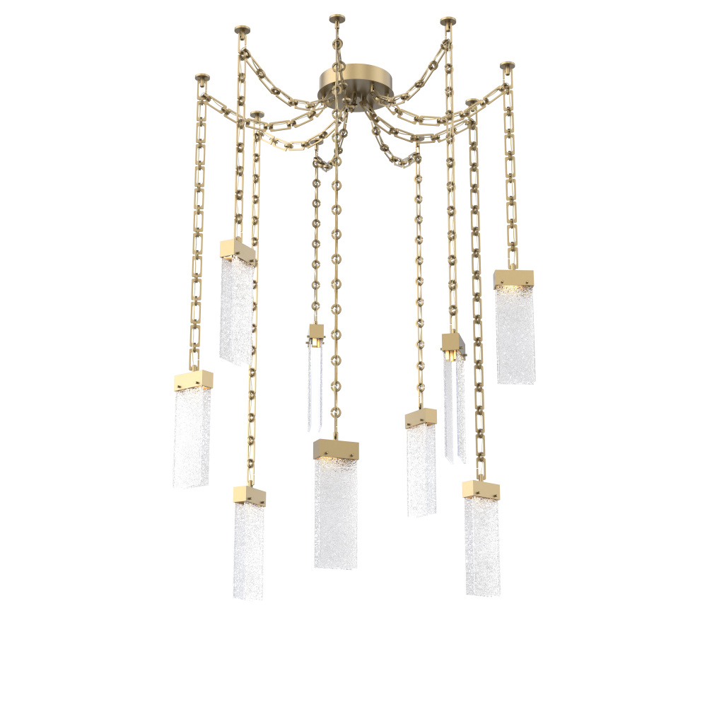 Parallel Multi Light Pendant Multi Port Canopy Gilded Brass