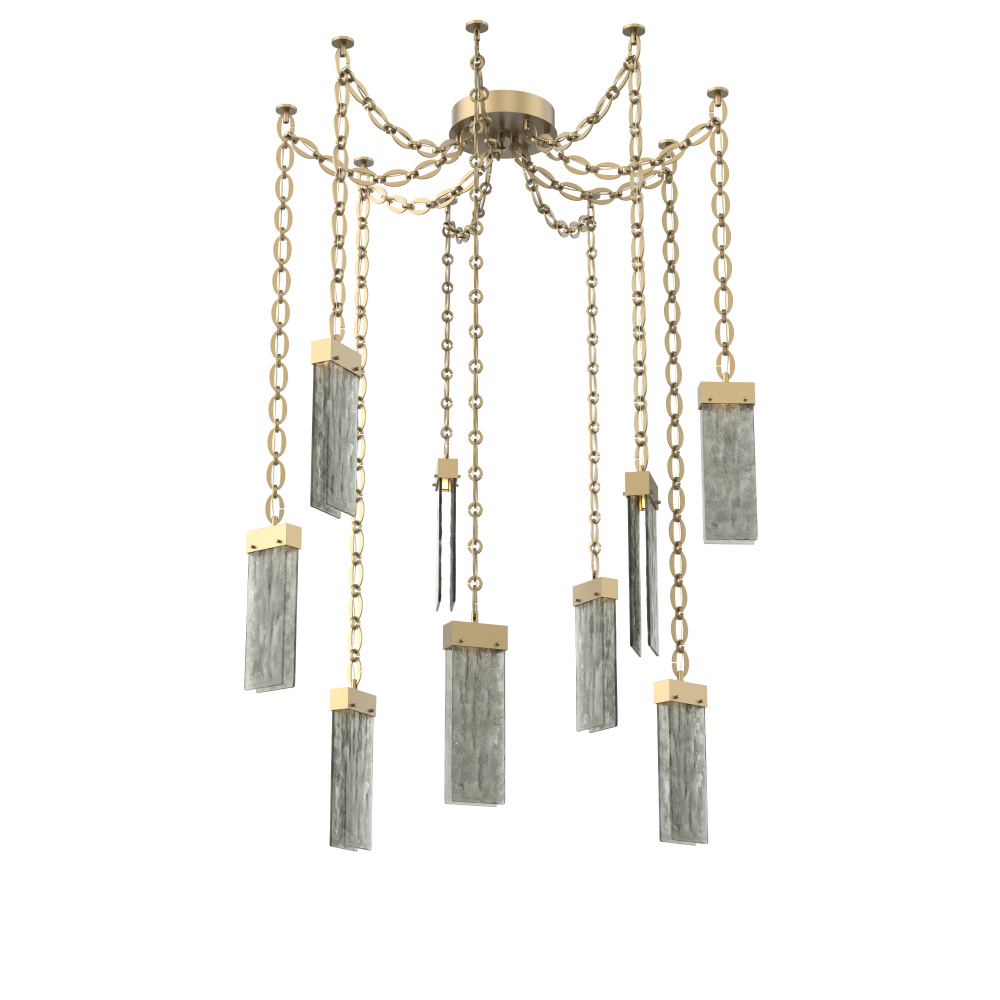 Parallel Multi Light Pendant Multi Port Canopy Gilded Brass