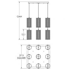 Hammerton CHB0019-12-GP-0G-C01-L3 - Uptown Mesh Square 12pc Multi-Pendant