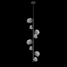  CHB0039-T8-MB-S-001-L1 - Gem 8pc Twisted Vine-Matte Black-Smoke Blown Glass-Threaded Rod Suspension-LED 2700K