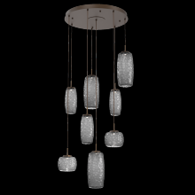  CHB0091-08-FB-S-C01-L1 - Vessel 8pc Round Multi-Pendant-Flat Bronze-Smoke Blown Glass-Cloth Braided Cord-LED 2700K