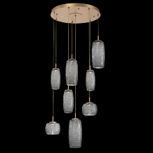  CHB0091-08-NB-S-C01-L1 - Vessel 8pc Round Multi-Pendant-Novel Brass-Smoke Blown Glass-Cloth Braided Cord-LED 2700K