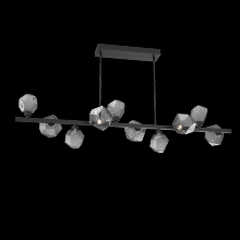  PLB0039-T0-MB-S-001-L1 - Gem 10pc Twisted Branch-Matte Black-Smoke Blown Glass-Threaded Rod Suspension-LED 2700K