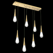  PLB0078-07-GB-C-C01-L3 - Raindrop Linear 7 PC.-Gilded Brass-Blown Glass