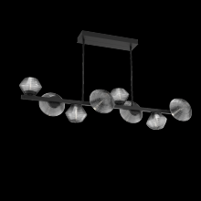  PLB0089-T8-MB-S-001-L3 - Mesa 8pc Twisted Branch-Matte Black-Smoke Blown Glass-Threaded Rod Suspension-LED 3000K