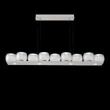  PLB0091-0C-BS-C-CA1-L1 - Vessel 59-inch Platform Linear-Beige Silver-Clear Blown Glass-Stainless Cable-LED 2700K