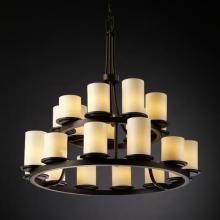  CNDL-8767-10-CREM-MBLK - Dakota 21-Light 2-Tier Ring Chandelier