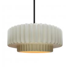  CER-6553-MTGD-MBLK-RIGID - Medium Tier Pleated 1-Light Pendant