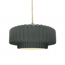  CER-6553-PWGN-BRSS-BEIG-TWST - Medium Tier Pleated 1-Light Pendant