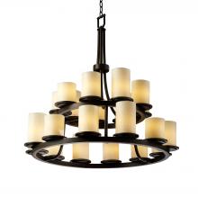 Justice Design Group CNDL-8767-10-CREM-DBRZ - Dakota 21-Light 2-Tier Ring Chandelier