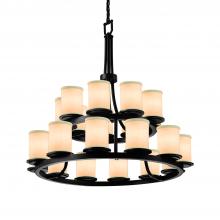  FAB-8767-10-CREM-MBLK - Dakota 21-Light 2-Tier Ring Chandelier