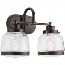  P300081-020 - Judson Collection Two-Light Antique Bronze Clear Glass Farmhouse Bath Vanity Light