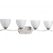  P300098-009 - Laird Collection Four-Light Brushed Nickel Etched Glass Traditional Bath Vanity Light