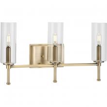  P300358-163 - Elara Collection Three-Light Vintage Brass Clear Glass New Traditional Bath Vanity Light